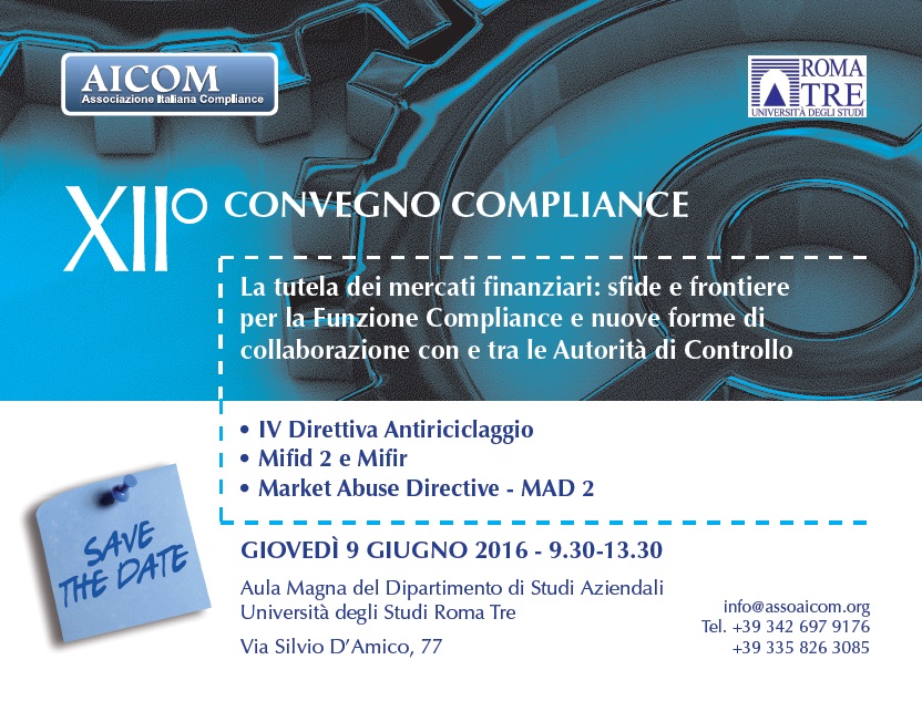 SaveTheDate_12ConvegnoCompliance_9Giugno2016